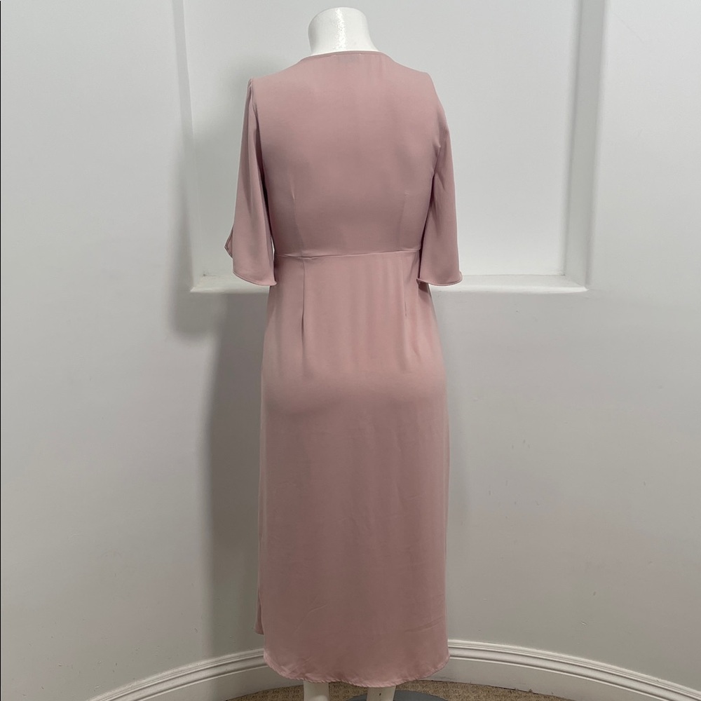 Blush Pink V-Neck Midi Dress - Picture 2 of 7